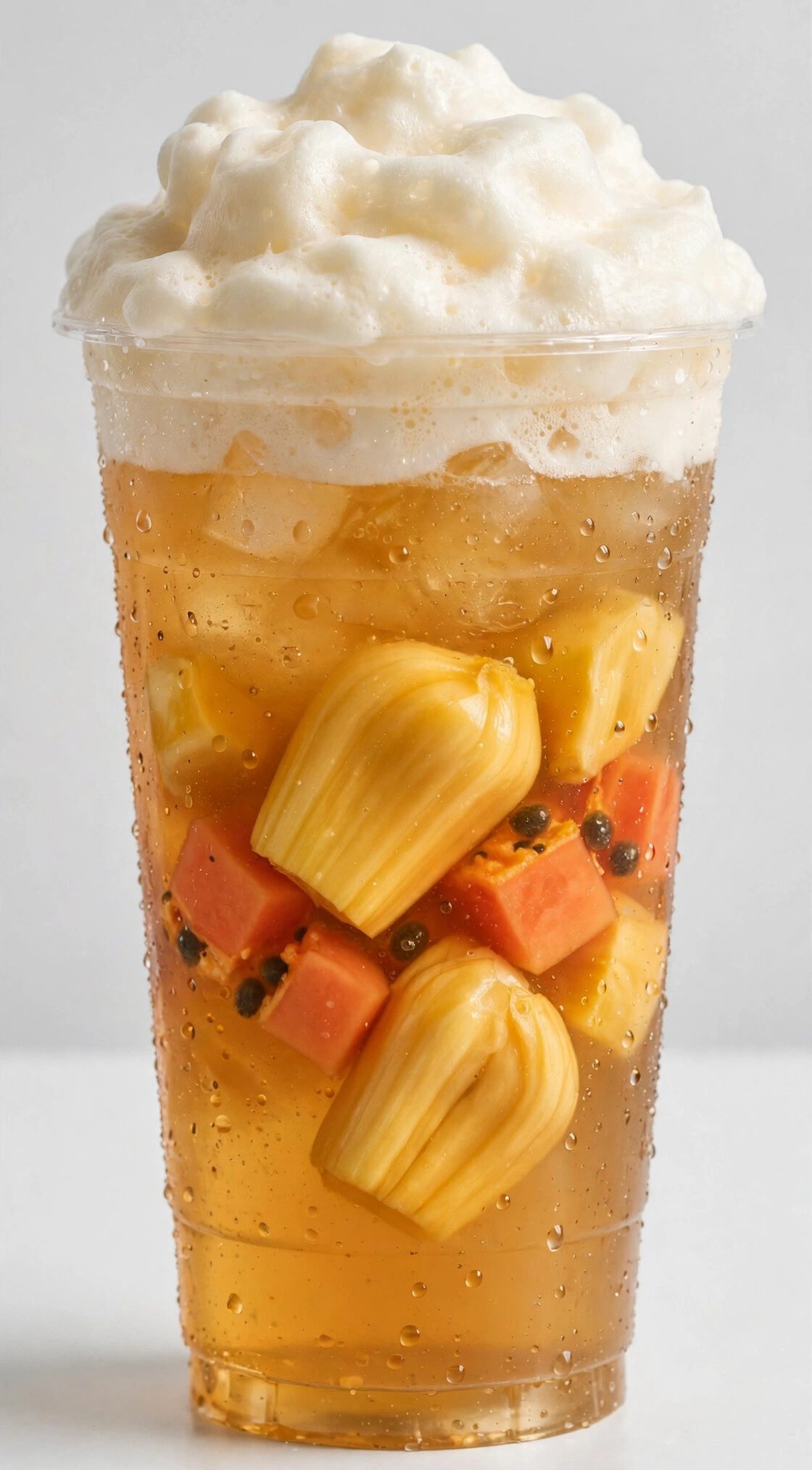 HeyTea Menu Thailand teaAir Rock Oolong Jackfruit — golden oolong tea with tropical jackfruit and a thick airy teaAir cloud foam cap